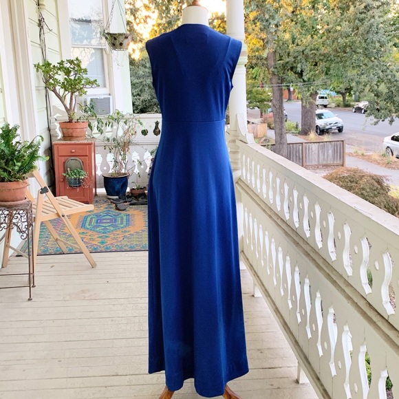 SOLD 70’s Mikey Jrs of CA Royal Blue Maxi Dress - Picture 3 of 6